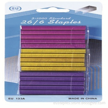 Super Sharp 26/6 Colorful Office Blister Packing Staples